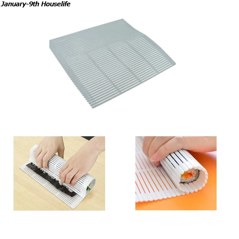 Diy Silicone Sushi Roller Mats Washable Reusable Sushi Roll Mold Mat Diy Japanese Food Rolling