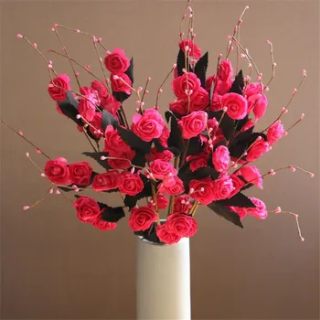 

Fake Long Stem PE Rose (8 heads/piece) 27.55" Length Simulation Spring Tea Roses for Home Wedding Decorative Artificial Flowers