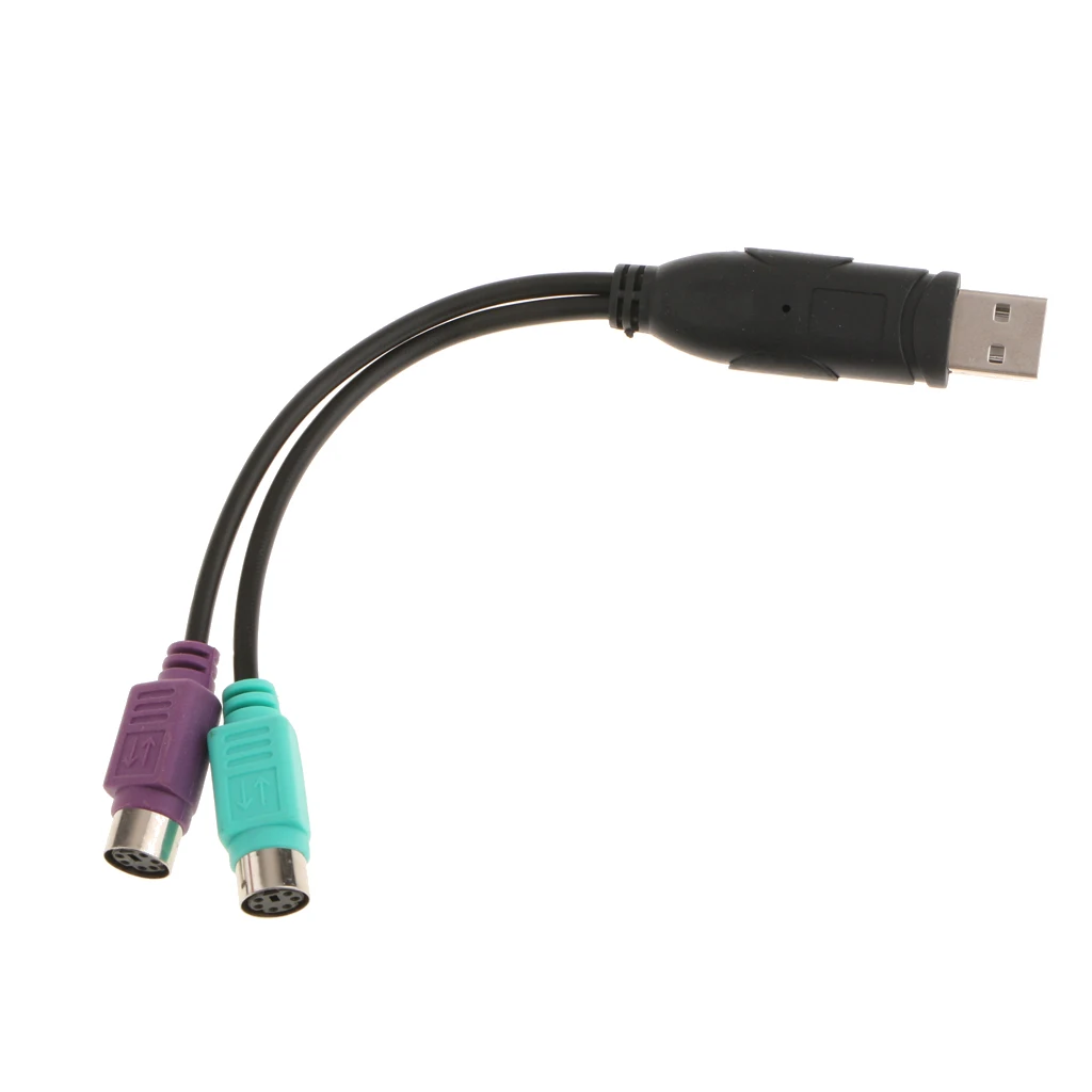 USB Male to 2x PS2 PS/2 Female Port Adapter Cable Cord for PC Mouse Keyboard