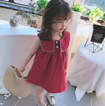 

Humor Summer Girl Dresses Cute Baby Girl Clothes Fashion Loose Princess Dress Sleeveless Casual Collar Baby Kids Dresse