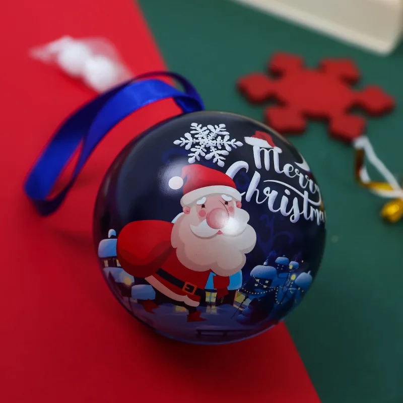 dark blue Santa Рождественское украшение подарок Жестяного материала шар коробка для конфет Рождественский день атмосфера конфеты упаковка сцена макет металлический материал - Цвет: dark blue Santa