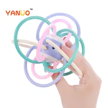 YANUO mordedores de mano para bebé recién nacido, sonajero de gutapercha de silicona, ayuda educativa, educación temprana, juguetes para bebé, alimentación para bebé