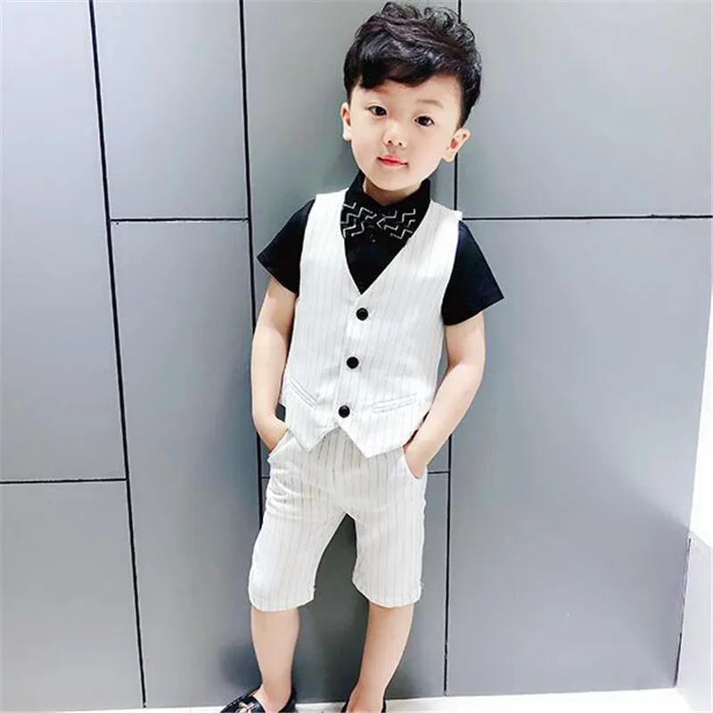 2pcs white Weoneit/летние торжественные костюмы для мальчиков одежда блейзеры, костюмы для свадьбы, торжественная вечеринка, жилет для малышей, брюки верхняя одежда для мальчиков, комплект одежды - Цвет: 2pcs white