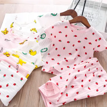 

2020 Summer Girls Sets Strawberry Anime Cartoon Children's Clothing Wholesale