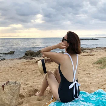 

One-Piece Swimsuits Woman Swim Wear Swimsuit For Surfing Swimwear One Piece Solid Swimming Costume Sexy Topless Lori Women Korea