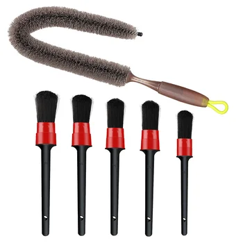 

Wheel Brush Set,29 Inches Long Soft Bristle Wheel Cleaning Brush and 5 Different Sizes Detailing Brush for Wheels Engines Interi