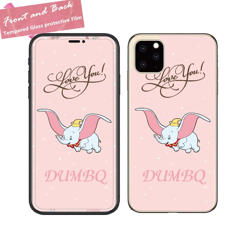 Милое мультяшное цветное переднее и заднее Закаленное стекло пленка для iPhone 11 Pro MAX XR XS MAX 6 6S 7 8 Plus защита экрана полное покрытие