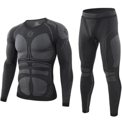 Seamless tight tactical thermal underwear men Outdoor sports function breathable training cycling thermo underwear long johns