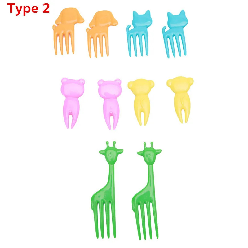 10pcs pack Animal Farm Fruit Fork Mini Cartoon Children Snack Cake Dessert Food Fruit Pick Toothpick 5