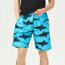 Heavywood Men's Quick Dry Beach Board Shorts Male Running Surf Casual Hot Shorts Stripes Printed Drawstring Blue Man Swim Trunks