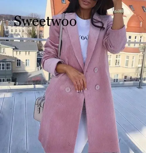 Fashion Slim Blazer Jacket Womens Coat Long Sleeve Elegant Double Breasted Clothes Jacket Coat Female Lady Plus Size