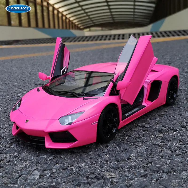 Welly 1:18 Lamborghini LP700 4 модель автомобиля из розового сплава Моделирование Украшение