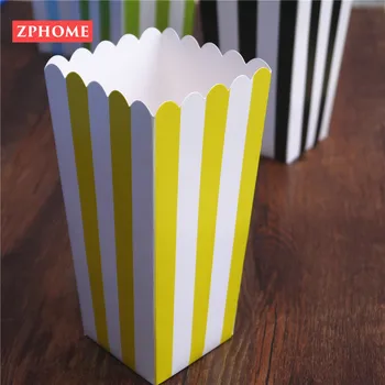 

50pcs Popcorn box colorful chevron stripes dot Gold Gift Box Party Favour Wedding Pop corn kid party decoration bags loot