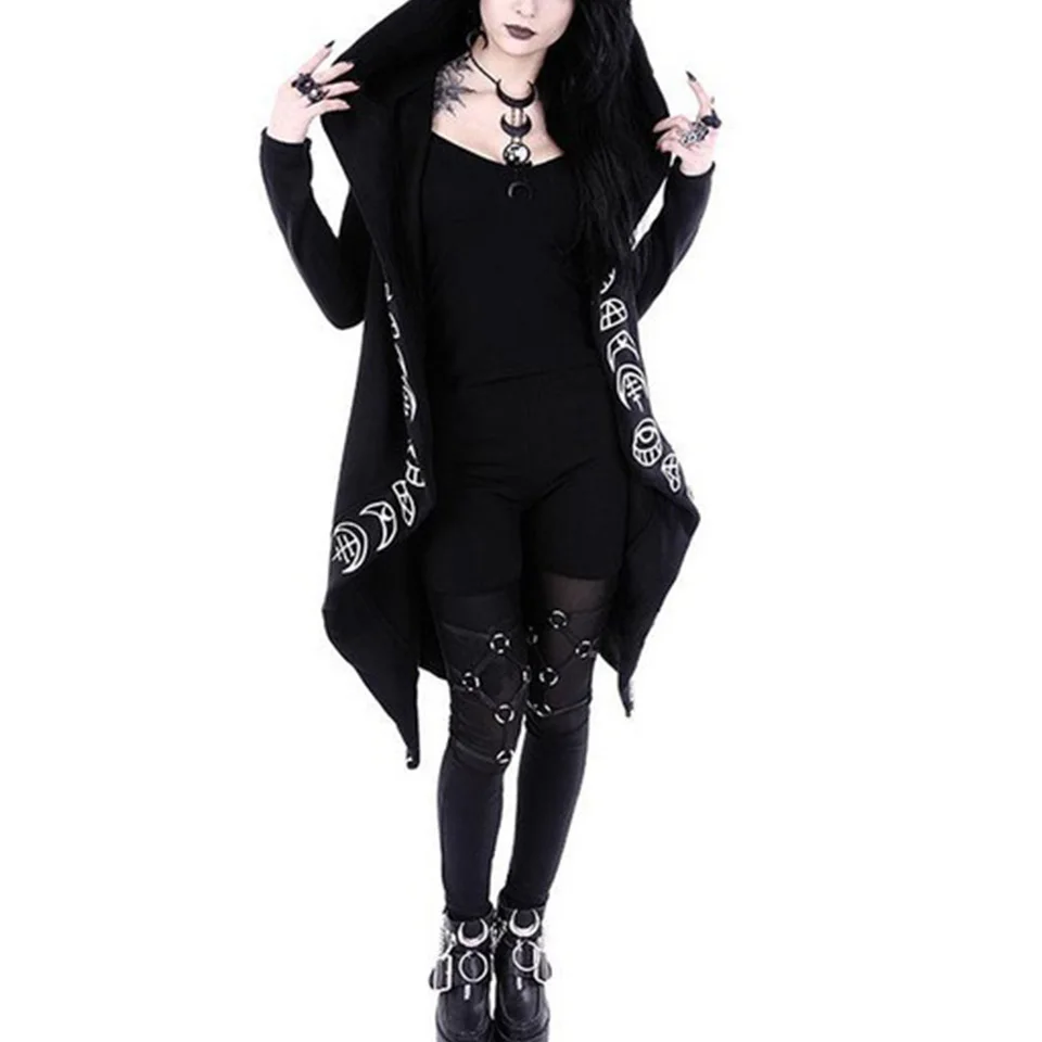  Witchcraft Women Long Mantle Hoodie Punk Sweatshirt Poleron Mujer 2019 Harajuku Dark Goth Clothes I