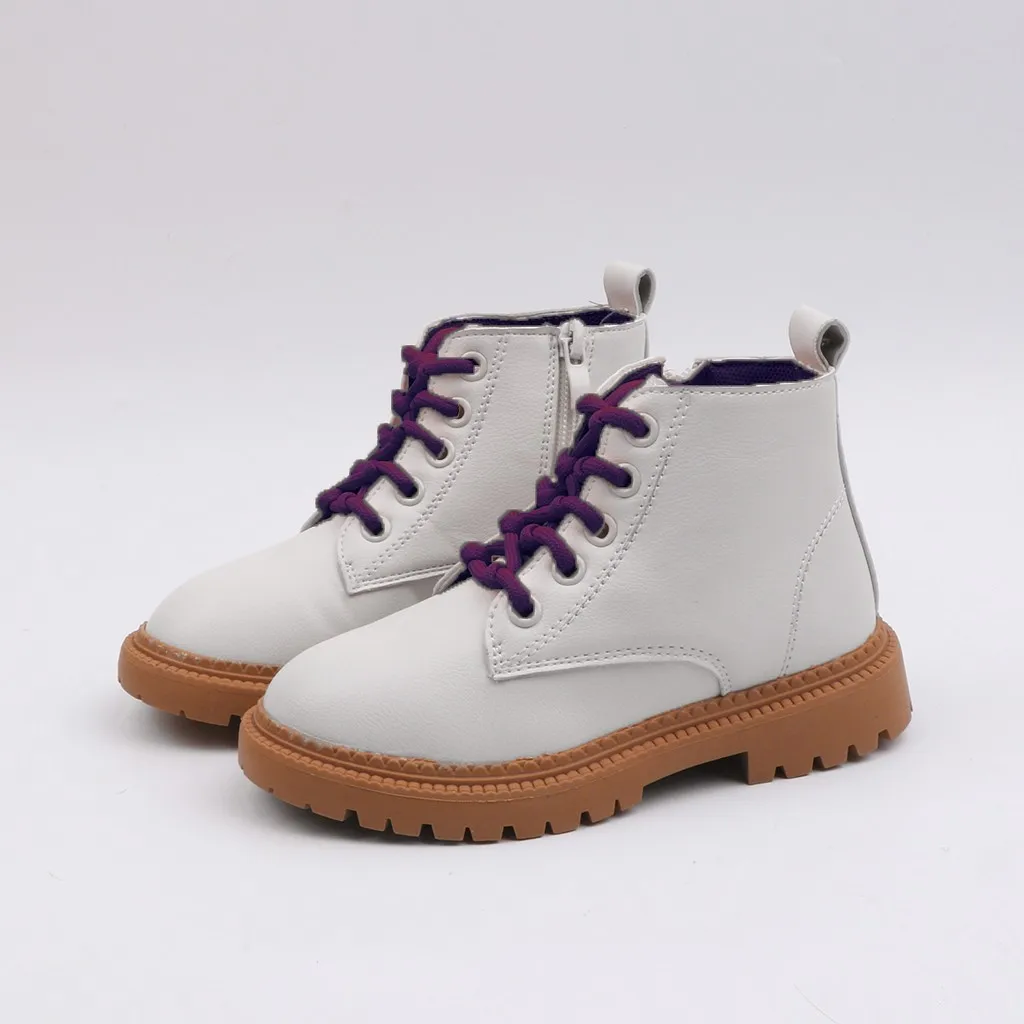 Детские короткие ботинки на молнии с разноцветным галстуком для маленьких мальчиков и девочек; повседневная обувь