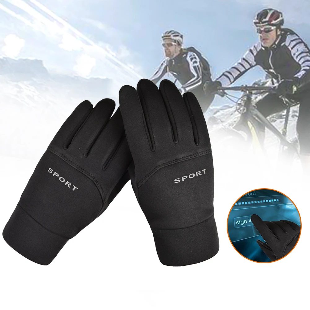 Водонепроницаемые зимние теплые перчатки, ветрозащитные уличные перчатки, утолщенные теплые варежки, перчатки для сенсорного экрана, мужские перчатки для велоспорта унисекс