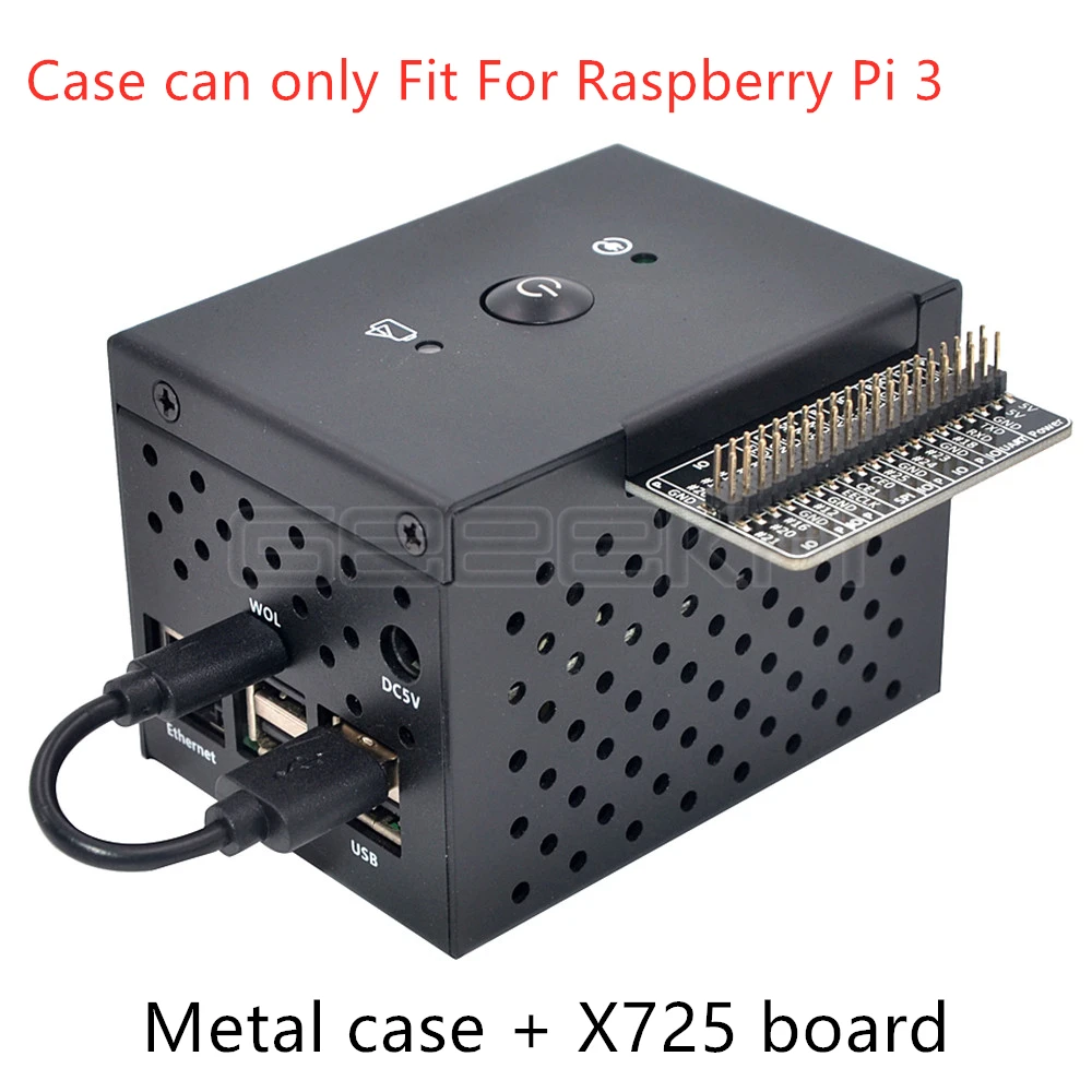 GeeekPi X725 плата управления питанием и UPS шляпа(18650 мощность) безопасное выключение Алюминиевый Чехол Плата расширения для Raspberry Pi 4B/3B+/3B - Цвет: X725 and case
