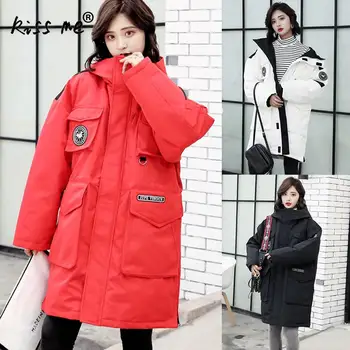 

Casual Loose Style Women Winter Outdoor Down Coat Solid Hooded Thermal Coat Female Cotton Warm Clothing Hiking Down Jacket