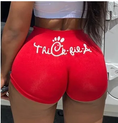 

2020 Women Fun Print High Waisted Breeches Shorts Summer Sexy Printed Letter Sports Daily Shorts Bottom