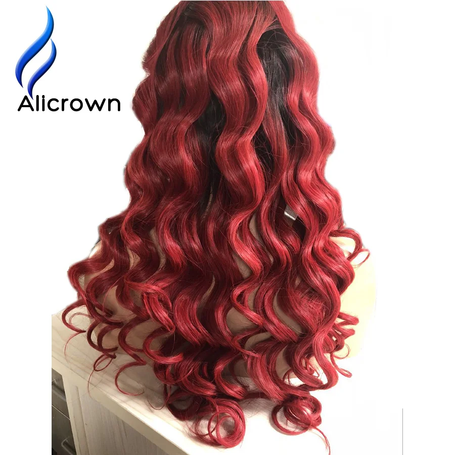 ALICROWN 13*6 Deep Part Ombre Lace Front Human Hair Wigs Brazilian Middle Ratio Non-Remy lace Wigs With Baby Hair 130% Density