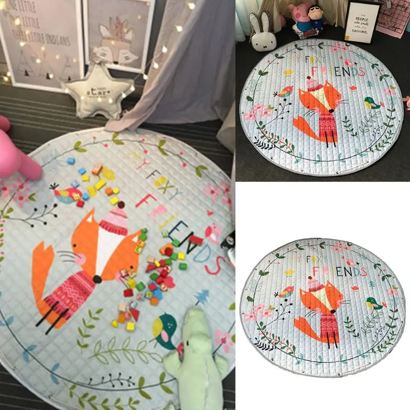 

Cartoon Cute Fox Bird Pattern Crawling Mat Portable Kids Baby Play Round Pad