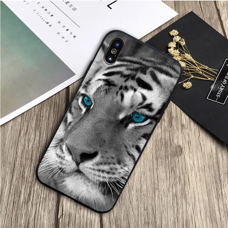 white tiger black Silicone Phone Case For iPhone 13 12 XR XS Max 5 5S SE 2020 6 6S 7 8 PLUS X 11Pro Max 11 Cover iphone se wallet case