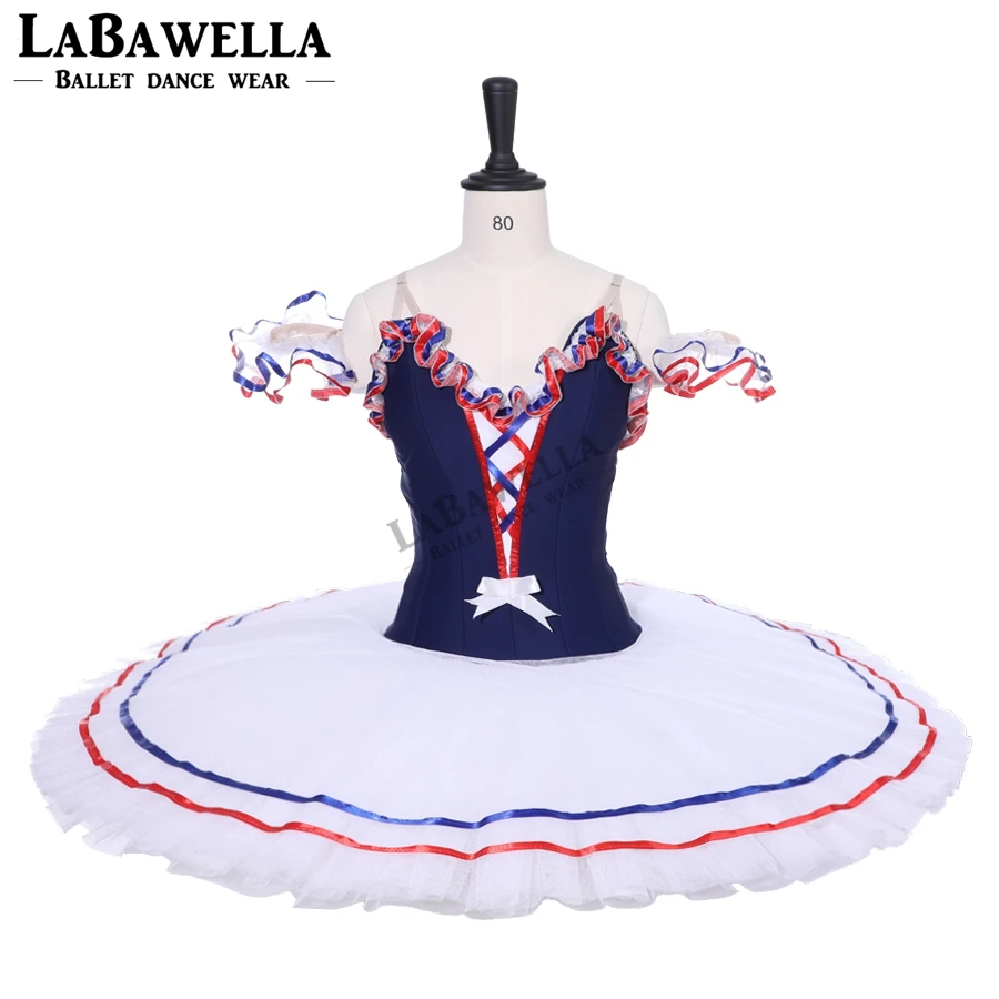 Adult Professional Ballet Tutu Navy Blue White Fairy Pancake Peformance Tutus Ballerina Nutcracker Ballet Stage Costume BT9213