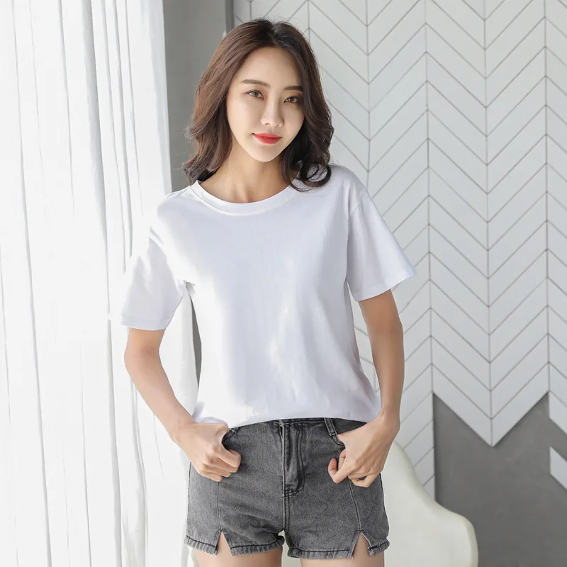 

2020 Summer Women T-shirt New Solid Harajuku Plus Size Cotton O Neck Short Sleeve Ovesize T Shirt Women Clothes Free Shipping