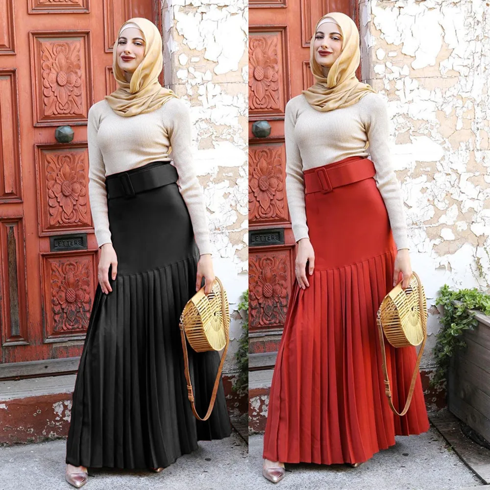 Faldas Mujer Moda плиссированные юбки платье с высокой талией мусульманская