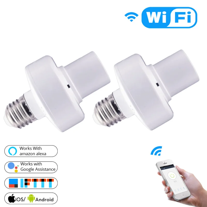 WiFi умный светильник, адаптер, держатель лампы, база, AC Smart Life/Tuya, беспроводное Голосовое управление с Alexa Google Home E27 E26 85-265 в