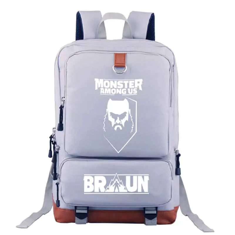 Braun Strowman Monster среди нас школьная сумка парусиновые школьные рюкзаки рюкзак для путешествий ежедневный рюкзак - Цвет: style3 gray