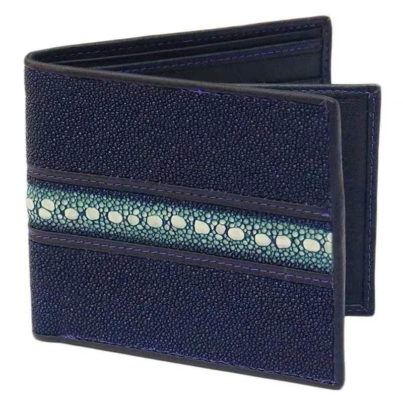 Authentic Real True Stingray Skin Unisex Male Short Card Holders Genuine Leather Men's Trifold Wallet Women Small Clutch Purse 2