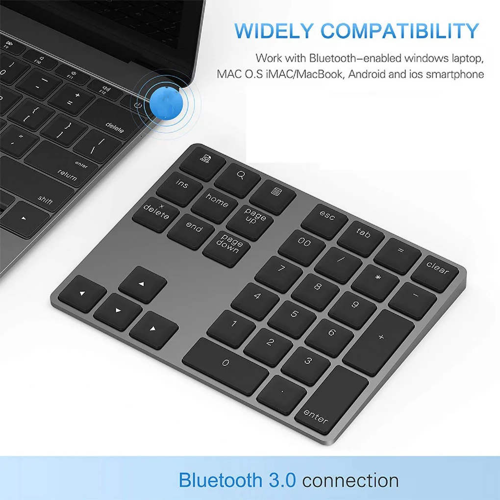 Алюминиевый сплав Bluetooth номер Pad перезаряжаемая беспроводная цифровая клавиатура тонкая внешняя цифровая клавиатура