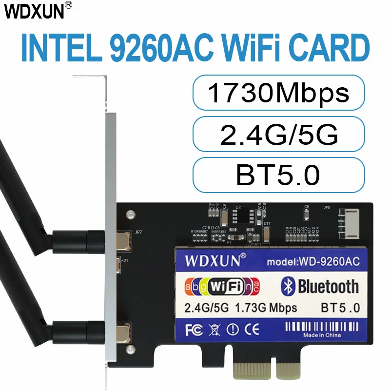 Desktop Intel 9260Ac 9260Ngw 1730 Mbps Pci-E Pcie 1X Adattatore Wifi Mu-Mimo Bluetooth 5.0 Wireless-Ac 9260Ac