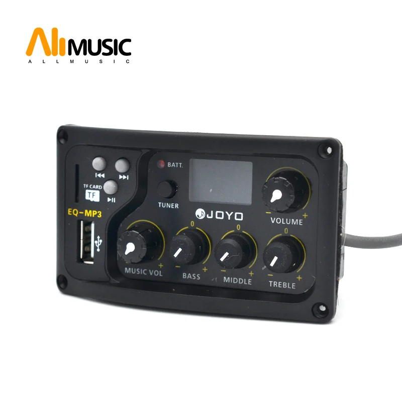피쉬맨 301픽업 JOYO EQ-MP3 어쿠스틱 기타 이퀄라이저, MP3 기능, TF 카드 또는 U 디스크 3 밴드 EQ 블랙