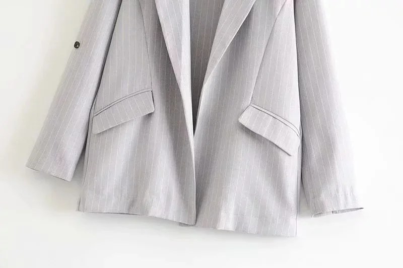 

87lb7-241 Europe And America WOMEN'S Dress 2019 Summer New Style Contrast Color Stripes No Buckle Suit Jacket