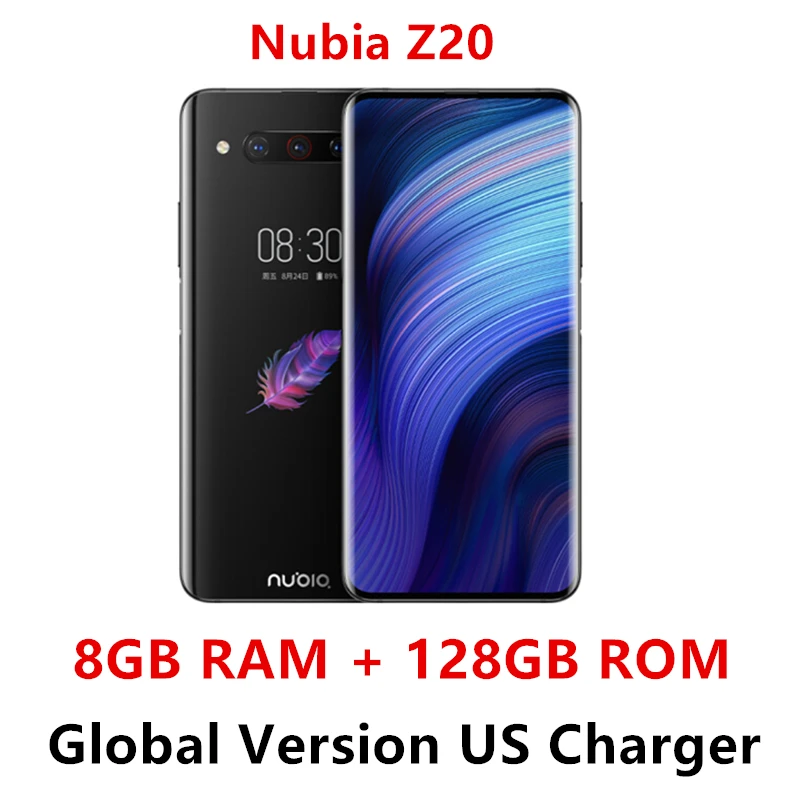 Мобильный телефон Nubia Z20 с двойным экраном 6,4"+ 5,1", Восьмиядерный процессор Snapdragon 855 plus, 4000 мА/ч, три сзади, 48мп - Цвет: 8G 128G Black US