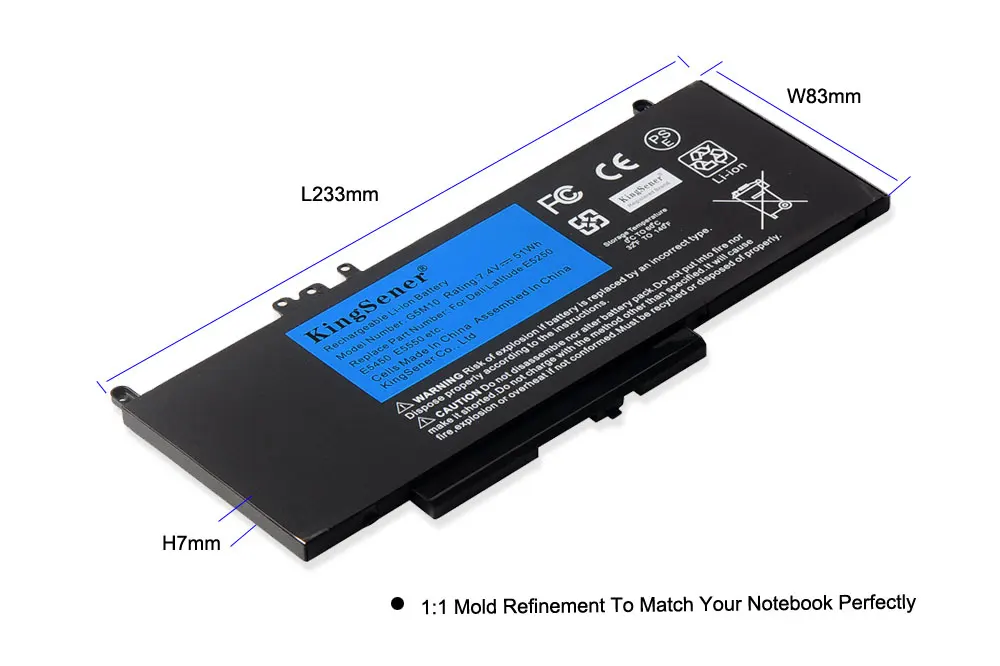 Kingsener-bateria do Portátil para Dell Latitude E5250 E5450 E5550 Série 8v5gx R9xm9 Wyjc2 1ky05 G5m10 7.4v 51wh - Imagem 6
