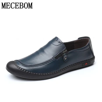 

Men's Leather Shoes Wear Resistant High Quality Cowhide Loafers Big Size 38-46 Driving Shoes Keep Warm Plush Men Shoes