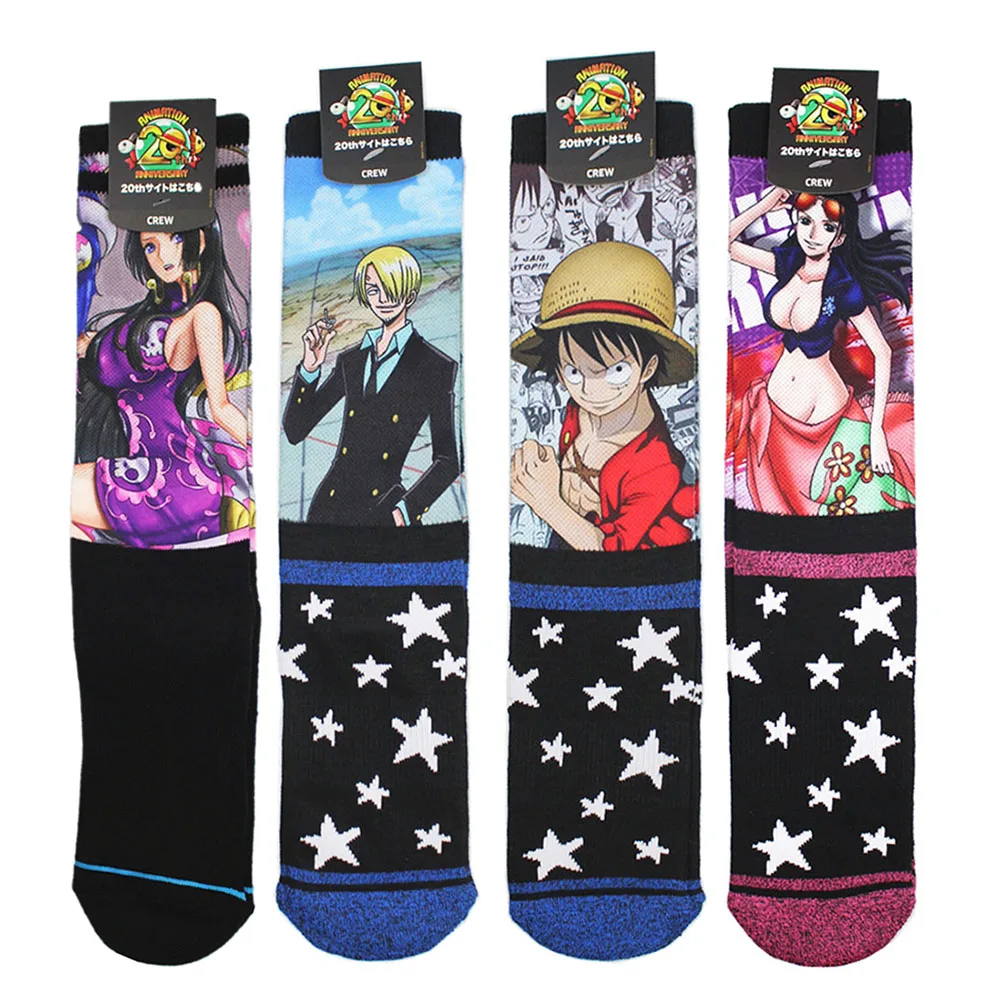 Bandai One Piece носки с символикой аниме Men мультфильм Fugures Ace Luffy Nico Robin Sanji Boa Hancock Терри