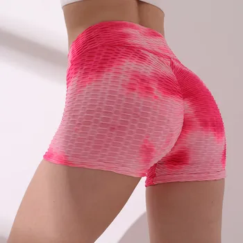 

3D Push Up Shorts For Women Summer Scrunch Short Pants Basic Tie-dye Print Shorts Skinny Workout High Wasit Bottom Home Wear