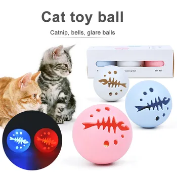 

3pcs/lot Cat Ball Toys Rolling Ball Toys for Cat Kitten Funny Interactive Cat Pet Mint Ball Sound Bell Glow Ball Funny Toys