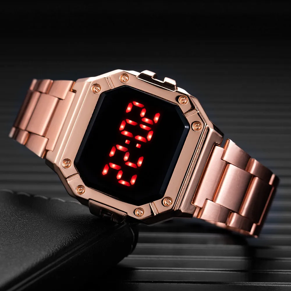 Watches Digital Women Luxury Dress Rose-Gold Stainless-Steel Electronic Reloj-Mujer Kids