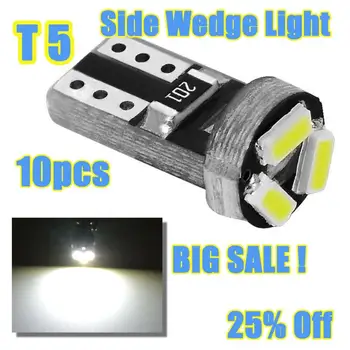 

10Pcs Auto Side Wedge Light T5 Bulb Interior Dashboard Gauge Instrument LED indicator decoding instrument light Car Accessories