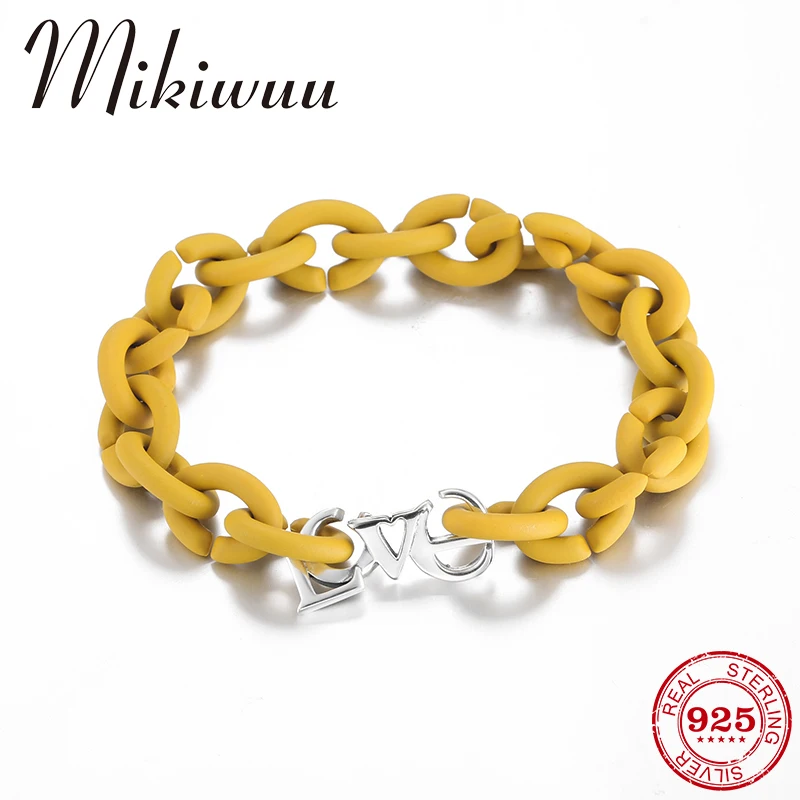 Hot 925 Sterling Silver Love Yellow Hard Rubber X bead Bracelets popular European Jewellery Women Men bracelets Valentine's gift