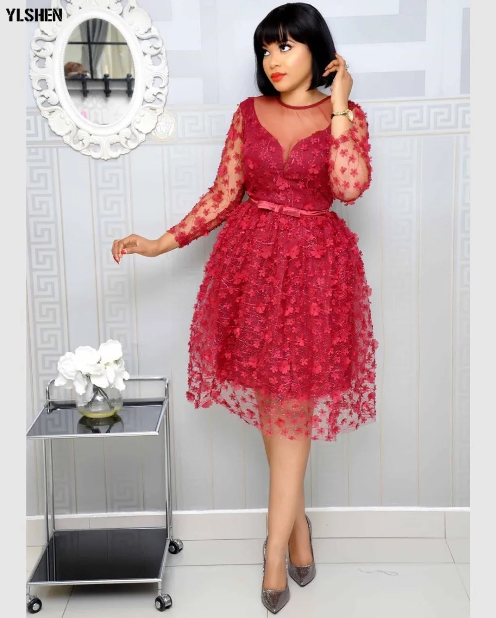 African Dresses for Women Dashiki 2019 New African Dress Africa Clothes Bazin Sexy Embroidered Glitter Robe Africain Grown 07