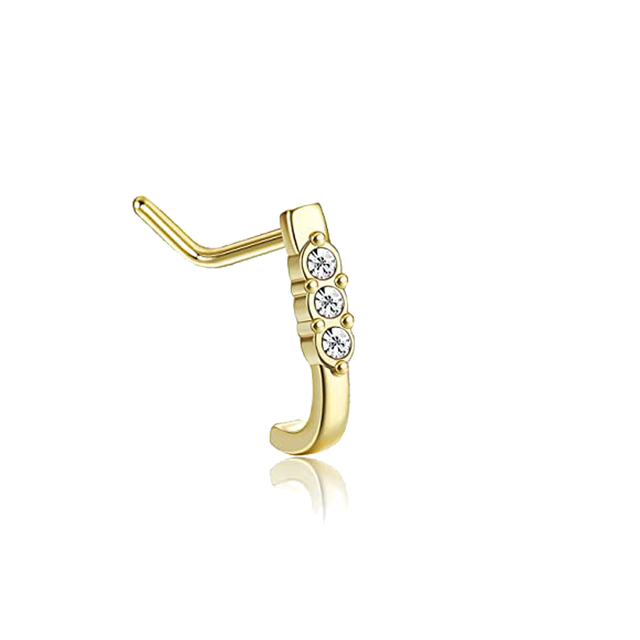 L Shape Nose Piercing Ring Heart Nose Stud Nostril Pin Septum Piercing Nez Gold Crystal Flower Nariz Pircing Nose Clip Hoop