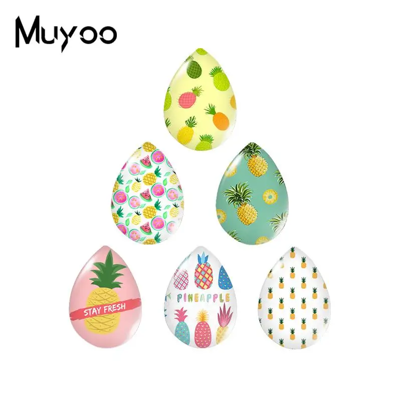 

2019 New Pineapple Tear Drop Cabochon Stayfresh Pineapples Jewelry Cute Fruit Glass Cabochons