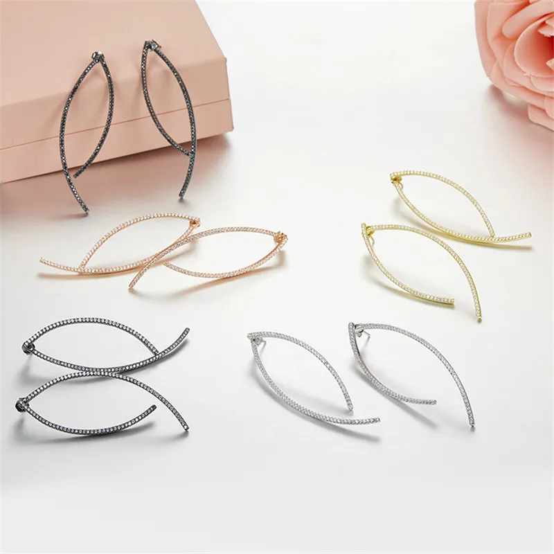 

2018 New Exaggerated zircon line Big Drop Earrings for Women crystal Double line Pendant Long Earrings Brincos Jewelry monaco