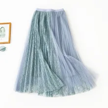 Новое поступление, осенняя ажурная кружевная длинная юбка трапециевидная длинная юбка тонкая складчатая юбка с высокой талией